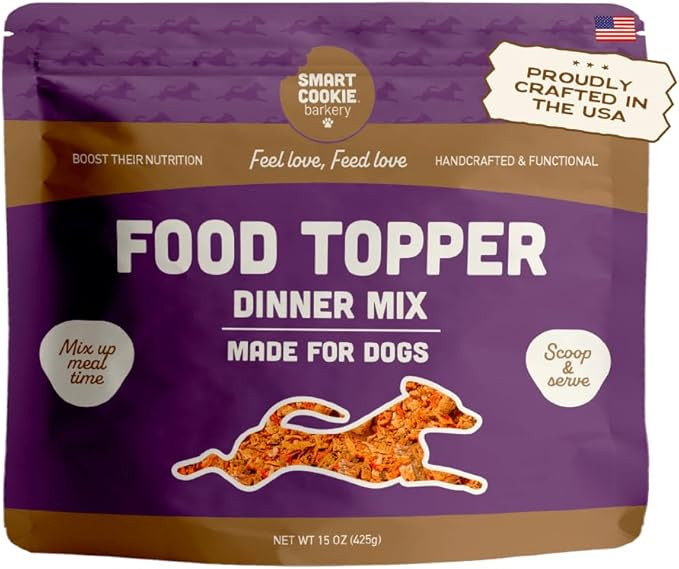 Smart Cookie Natural Dog Food Topper - Dinner - Dog Meal Mixer For All Ages - Food Topper For Picky Eaters And For Boosting Nutrition - Non Gmo, Made In The Usa - 15 Oz Bag (30 Day Supply)