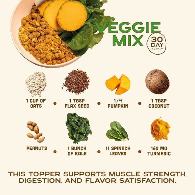 Smart Cookie Natural Dog Food Topper - Veggie - Dog Meal Mixer For All Ages - Vegan Dog Food Topper For Picky Eaters & For Boosting Nutrition - Non Gmo, Made In The Usa - 15 Oz Bag (30 Day Supply)