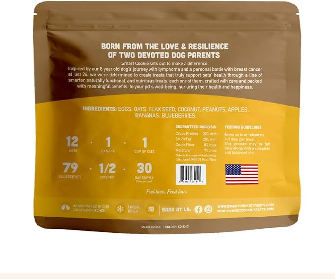 Smart Cookie Natural Dog Food Topper - Breakfast - Dog Meal Mixers For All Ages - Food Topper For Picky Eaters And For Boosting Nutrition - Non Gmo, Made In The Usa - 15 Oz Bag (30 Day Supply)