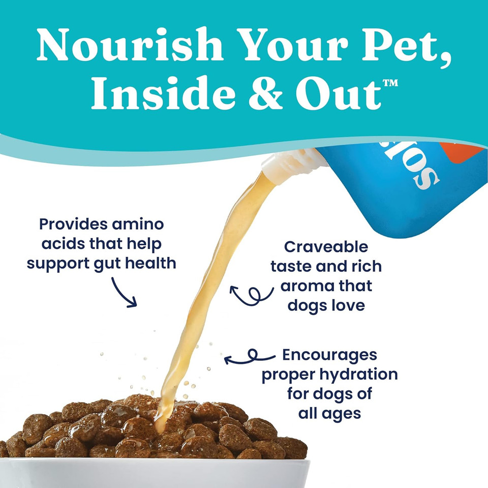 Solid Gold Turkey Bone Broth For Dogs - Grain Free Dog Food Topper Rich In Collagen And Superfoods - Nutrient Dense Dog Gravy Topper For Dry Food - Promotes Gut Health And Hydration - 12 Pack
