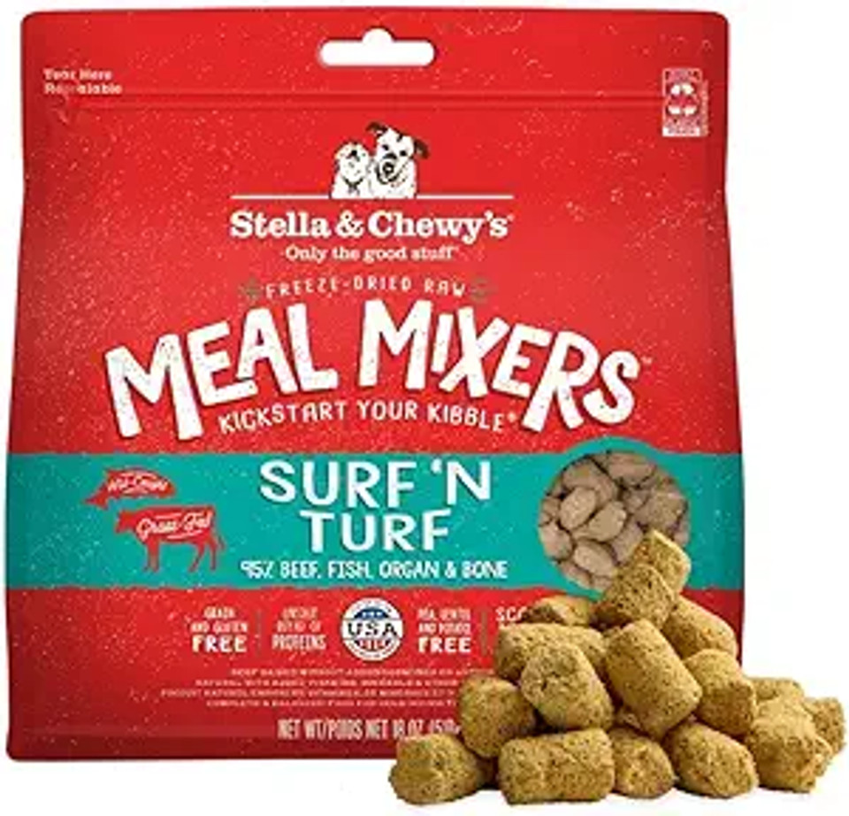 Stella & Chewy'S Freeze Dried Raw Surf & Turf Meal Mixer  Dog Food Topper For Small & Large Breeds  Grain Free, Protein Rich Recipe  18 Oz Bag