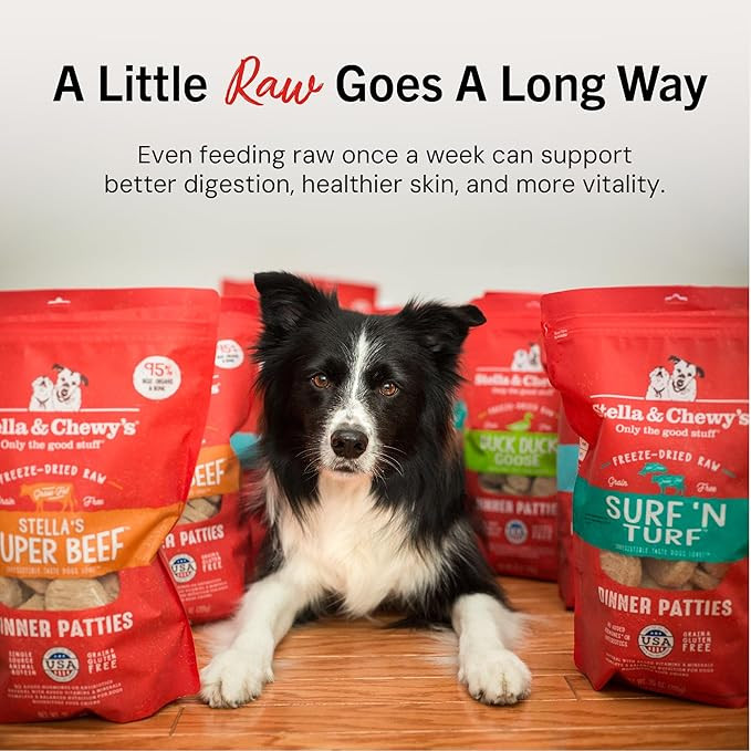 Stella & Chewy'S Freeze Dried Raw Dinner Patties  Grain Free Dog Food, Protein Rich Surf N Turf Salmon & Beef Recipe  14 Oz Bag