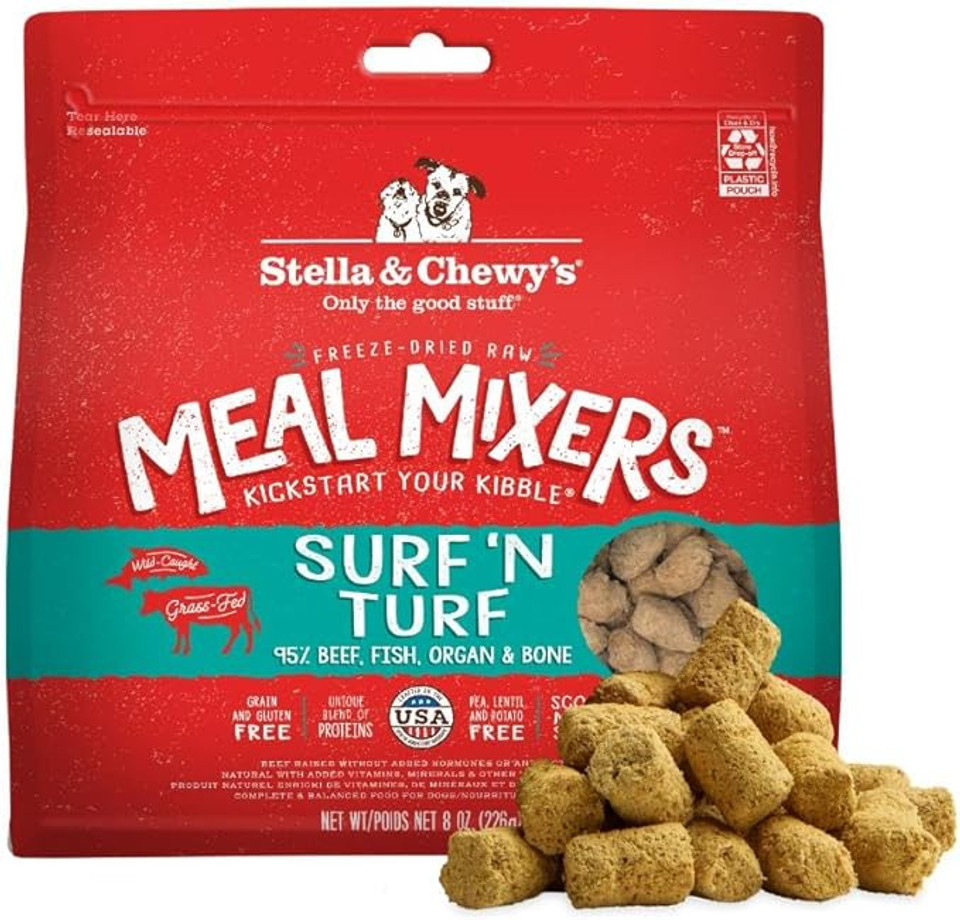 Stella & Chewy'S Freeze Dried Raw Surf & Turf Meal Mixer  Dog Food Topper For Small & Large Breeds  Grain Free, Protein Rich Recipe  8 Oz Bag