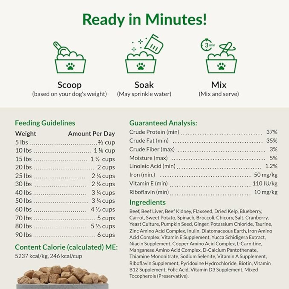 Ultimate Pet Nutrition Nutra Complete – 100% Freeze-Dried Raw Dog Food – Veterinarian Formulated – With Antioxidants, Prebiotics & Amino Acids – Beef – 1 lb