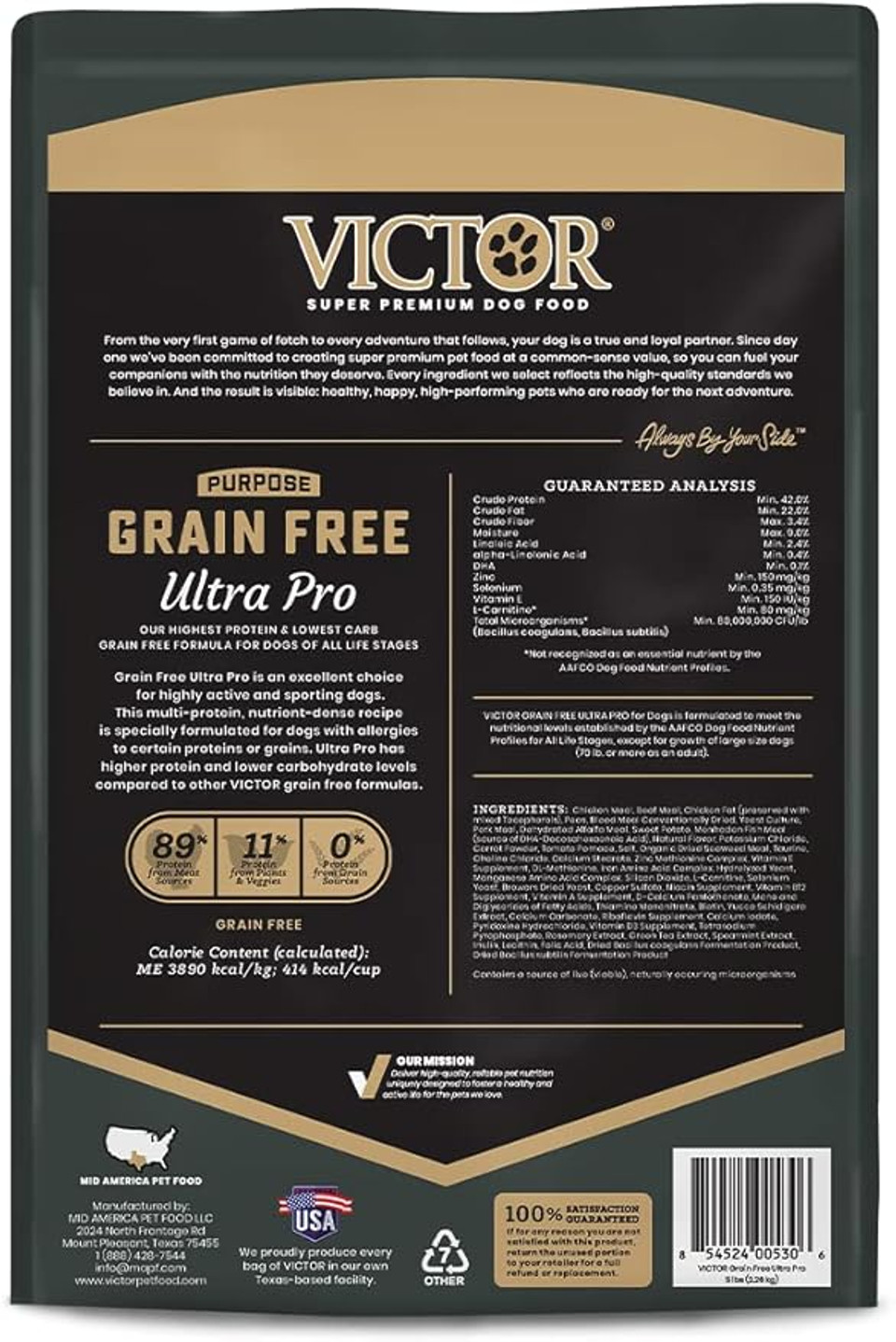 Victor Super Premium Dog Food  Grain Free Ultra Pro Dry Dog Food  High Protein, Low Carb Dog Food For Active Dogs  42% Protein Dog Food For Sporting Dogs Of All Breeds & Sizes, 5 Lb