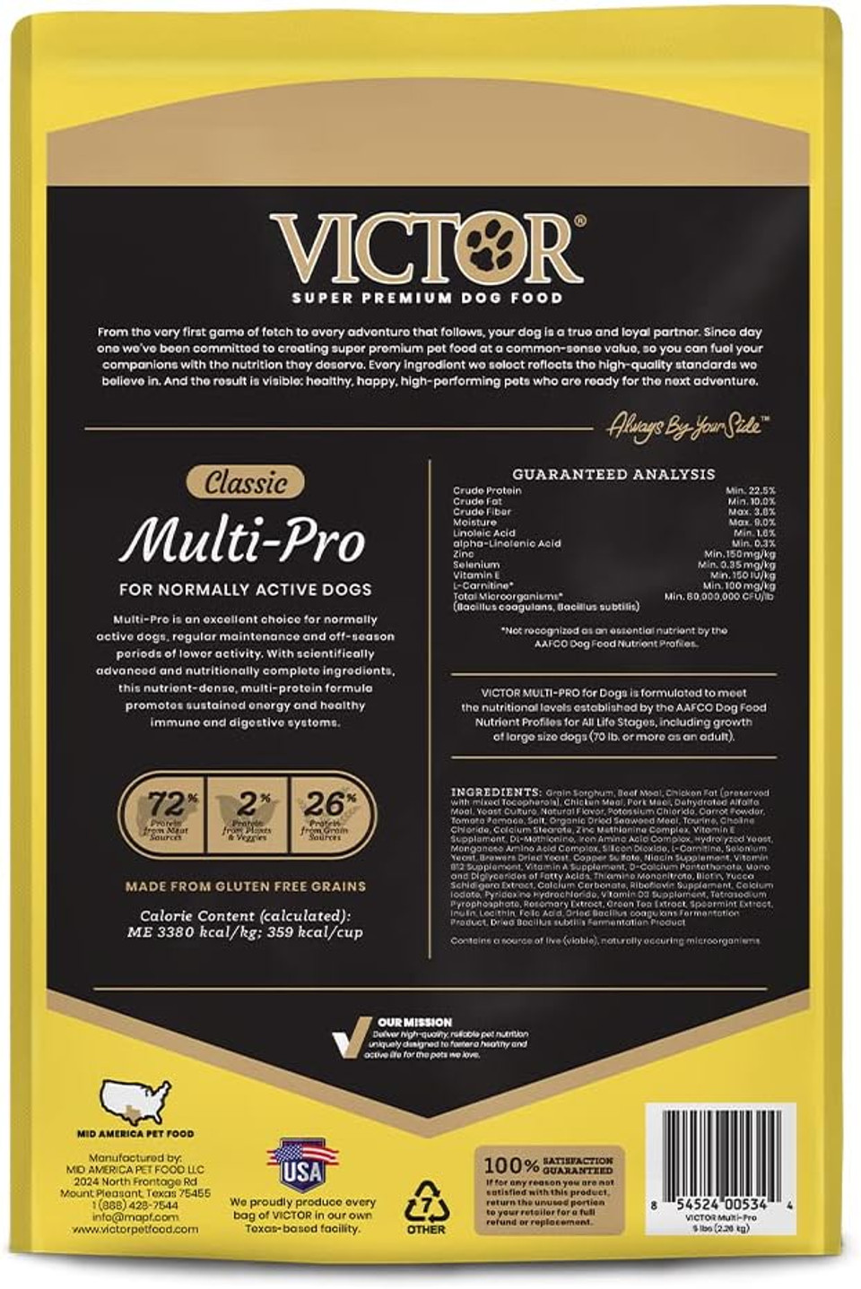Victor Super Premium Dog Food  Multi-Pro Dry Dog Food  Gluten Free Dog Food With Beef, Chicken And Pork Protein For Normally Active Dogs  All Breeds And All Life Stages, 5 Lb
