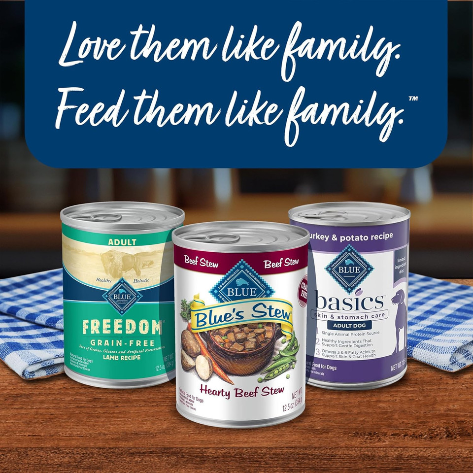 Blue Buffalo Blue'S Stew Natural Wet Dog Food, Made With Natural Ingredients, Hearty Beef And Country Chicken Variety Pack, 12.5-Oz. Cans, 6 Count