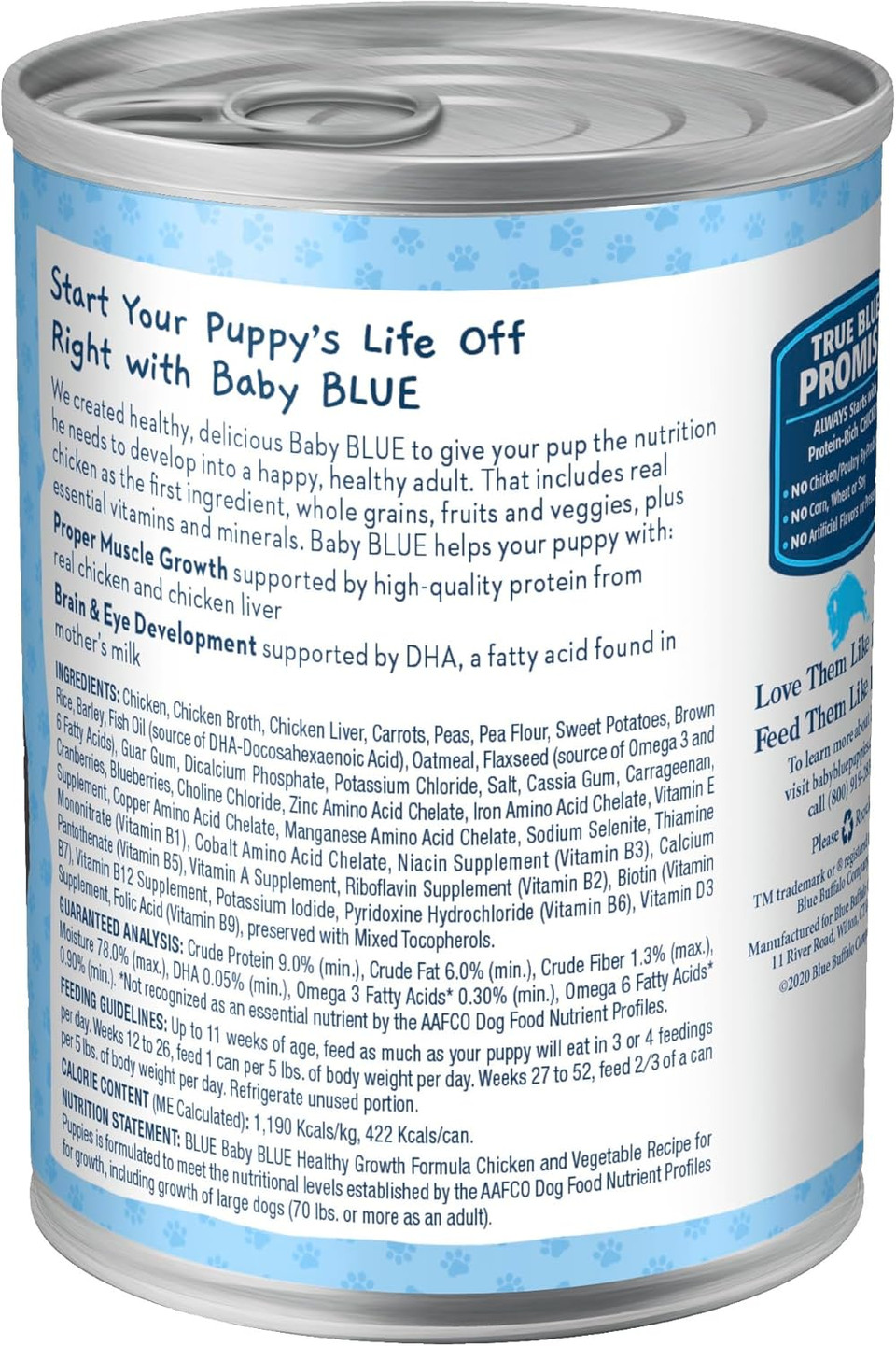 Blue Buffalo Baby Blue Natural Puppy Wet Dog Food, Healthy Growth Formula With Dha, Chicken And Vegetable Recipe, 12.5-Oz. Cans (12 Count)