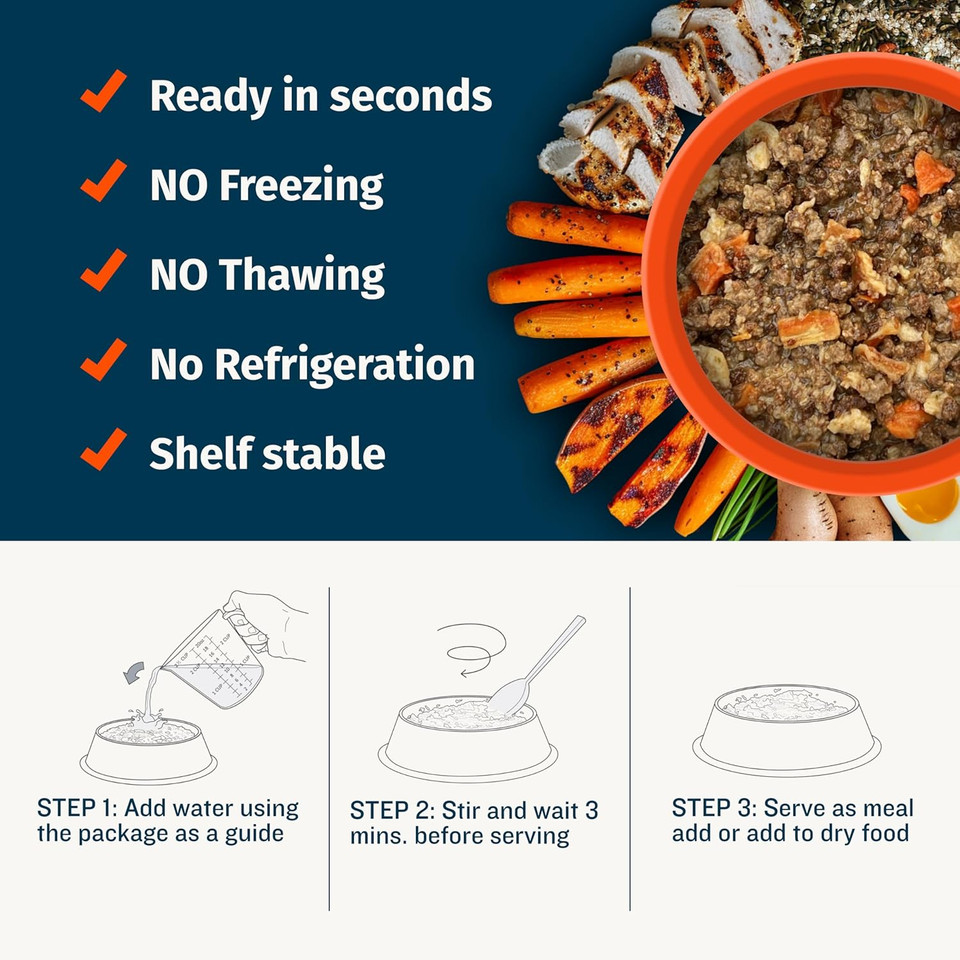 Bully Max Instant Fresh Wet Dog Food - Nutrient-Rich Dehydrated Raw Dog Food With Natural Chicken Recipe - 15 Oz Pouch, Wet Dog Food Alternative - Makes 2.5 Lbs. Of Wet Food