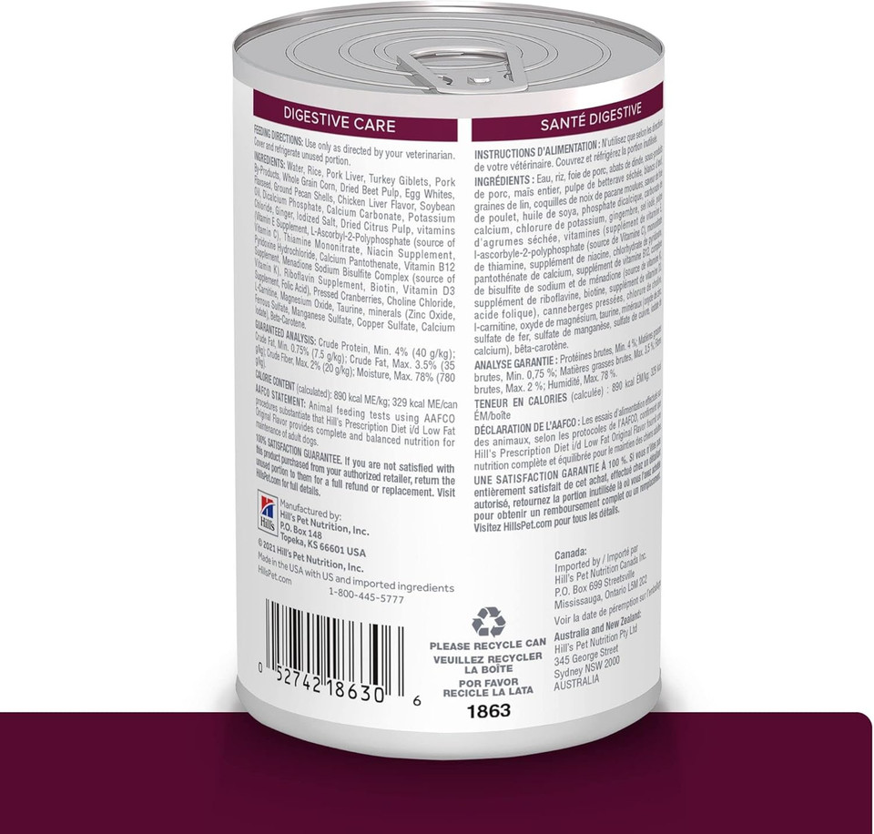 Hill'S Prescription Diet I/D Low Fat Digestive Care Original Flavor Wet Dog Food, Veterinary Diet, 13 Ounce (Pack Of 12)