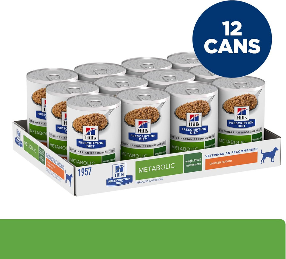 Hill'S Prescription Diet Metabolic Weight Management Chicken Flavor Wet Dog Food, Veterinary Diet, 13 Oz (Pack Of 12)