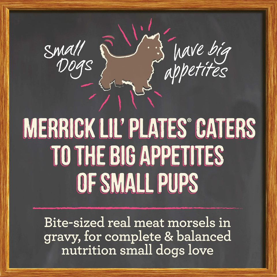 Merrick Lilã¢Â Plates Grain Free Natural Wet Dog Food For Small Breed Puppies, Pint-Sized Puppy Plate In Gravy - (Pack Of 12) 3.5 Oz. Tubs