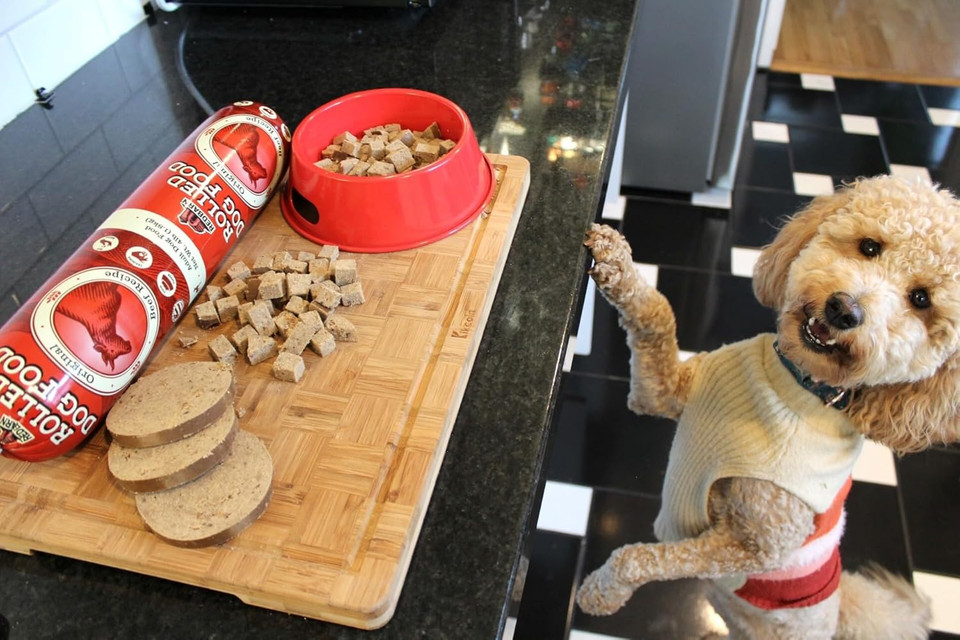 Redbarn Premium Rolled Dog Food, Semi-Moist, Beef Recipe - High Protein Full Feed, Topper, Training Treat, Or Pill Pouch - Balanced Meal With Functional Ingredients - 4 Lb. (8 Rolls)