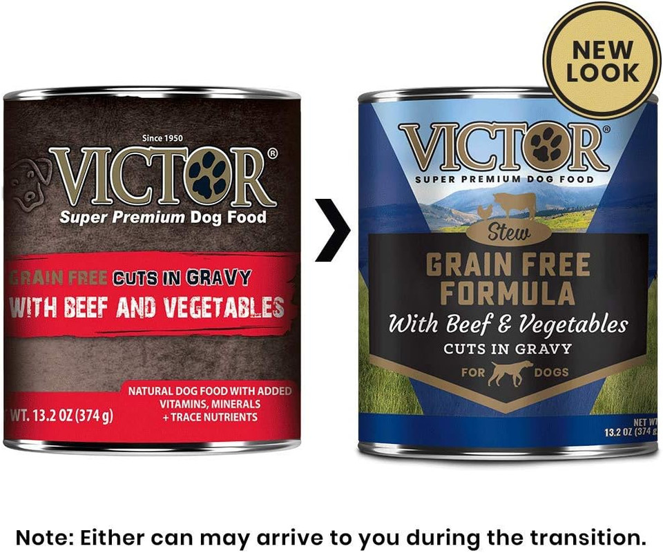 Victor Super Premium Dog Food  Grain Free  Beef And Vegetables Cuts In Gravy  Canned Wet Adult Dog And Puppy Food - All Breed Sizes, 12 X 13.2 Oz Cans