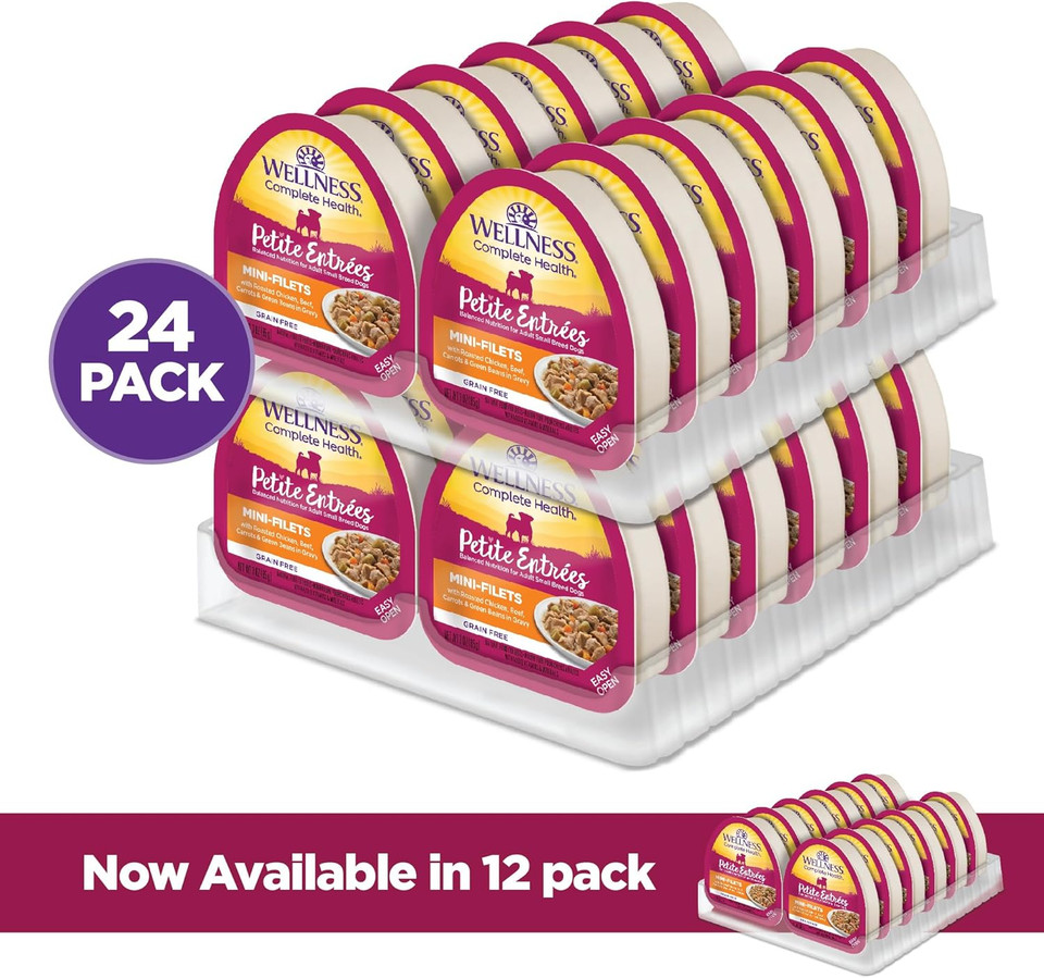 Wellness Natural Pet Food 3 Oz Grain Free Natural Wet Small Breed Roasted Chicken, Beef, Green Beans & Red Peppers. (12 Pack), One Size