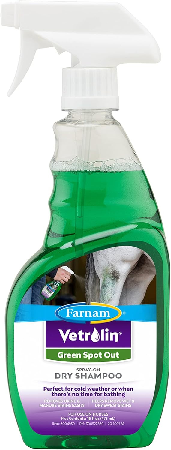 Farnam Vetrolin Green Spot Out Spray-On Dry Clean Shampoo, Green 16 Ounces
