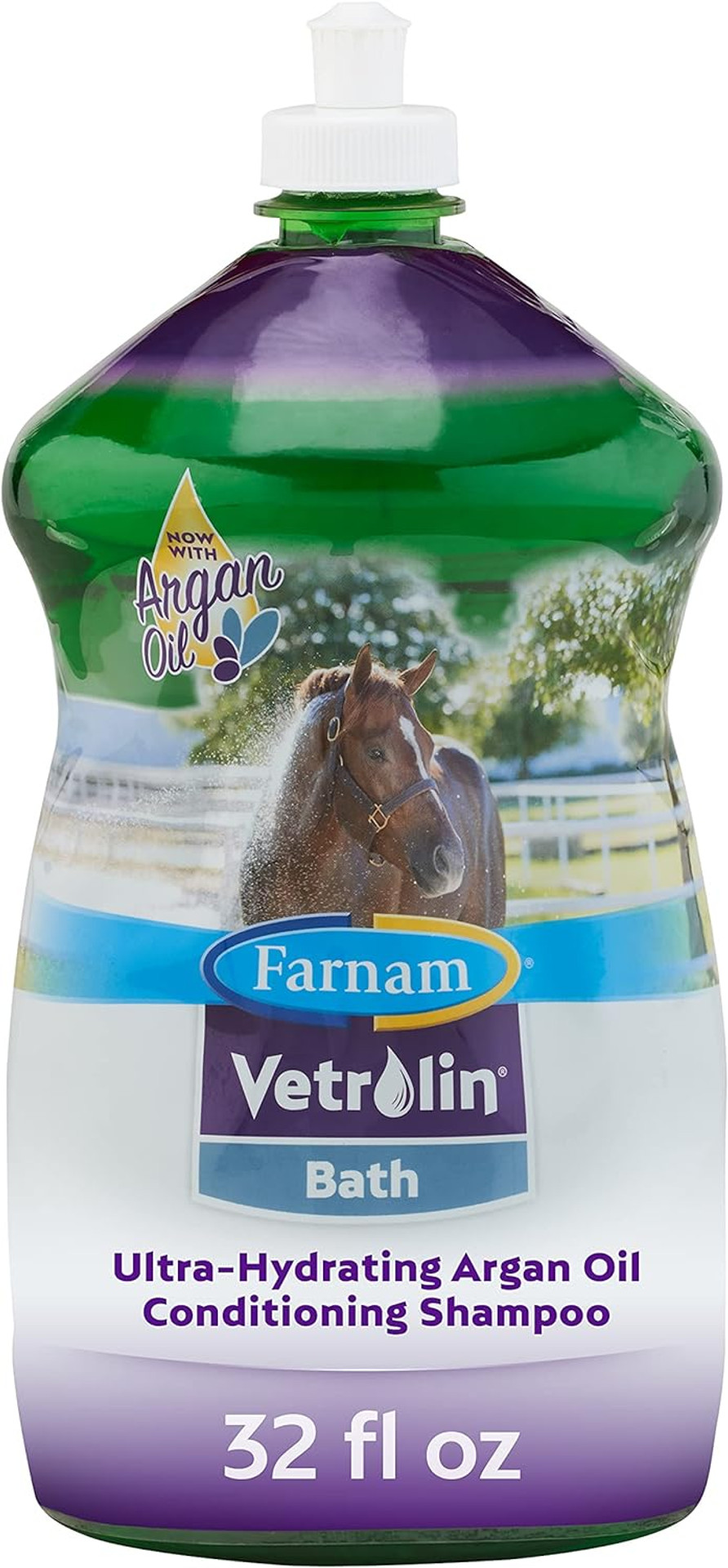 Farnam Vetrolin Bath Ultra-Hydrating Shampoo For Horses And Dogs 32 Ounces,Green