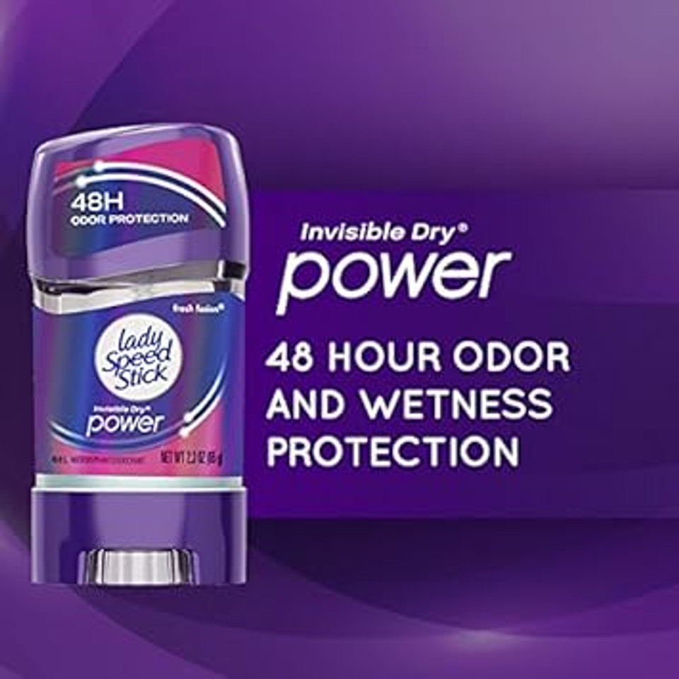 Lady Speed Stick Invisible Dry Power Antiperspirant Deodorant Gel For Women, Fresh Fusion - 2.3 Ounce (6 Pack)