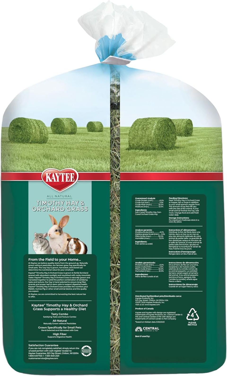 Kaytee Timothy Hay & Orchard Grass For Guinea Pigs, Rabbits & Other Small Animals, 48 Oz