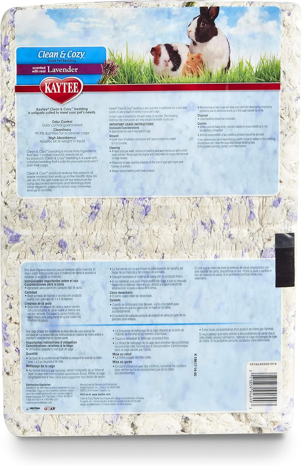 Kaytee Clean & Cozy Lavender Bedding For Pet Guinea Pigs, Rabbits, Hamsters, Gerbils, And Chinchillas, 49.2 Liters