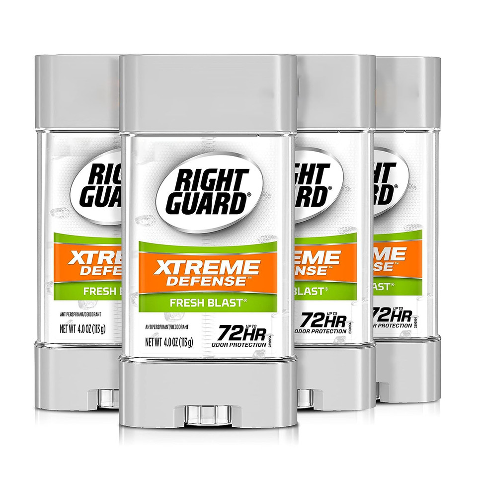 Right Guard Xtreme Defense Antiperspirant Deodorant Gel, Fresh Blast, 4 Ounce (Pack Of 4)4 Ounce (Pack Of 4)