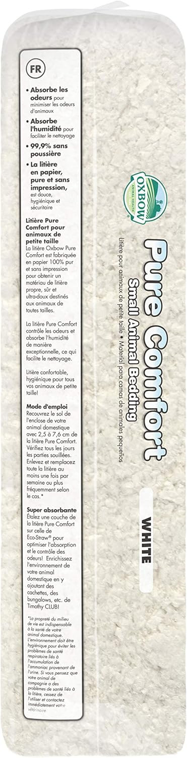Oxbow Pure Comfort Small Animal Bedding - Odor & Moisture Absorbent, Dust-Free Bedding For Small Animals, White, 36 Liter Bag, 15.0" L X 8.7" W X 3.5" Th