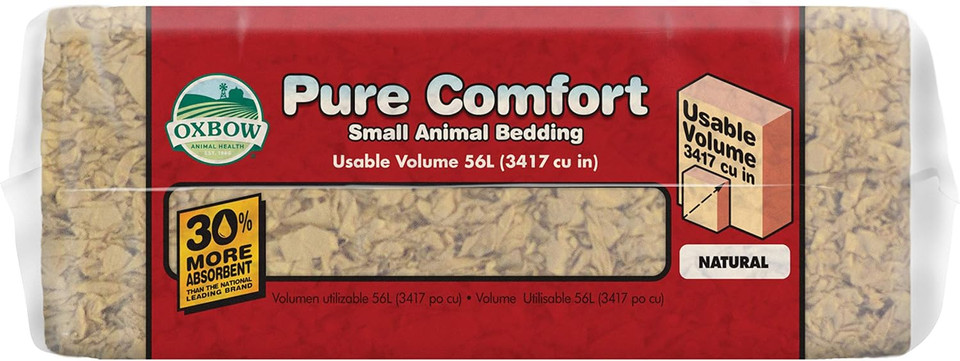 Oxbow Pure Comfort Small Animal Bedding - Odor & Moisture Absorbent, Dust-Free Bedding For Small Animals - Natural, 56 Liter Bag