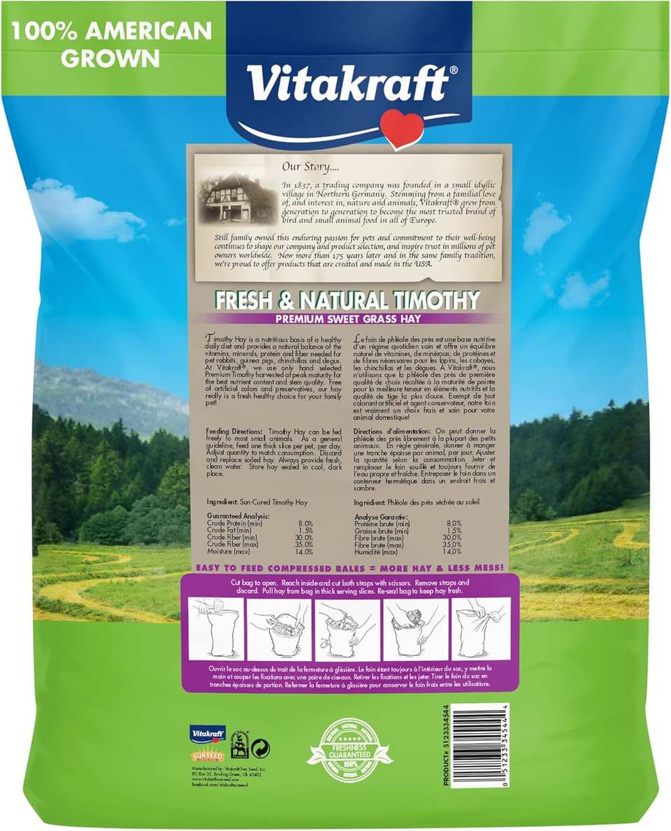 Vitakraft Small Animal Timothy Hay For Guinea Pigs, Rabbits, And Chinchillas - 3.5 Lbs