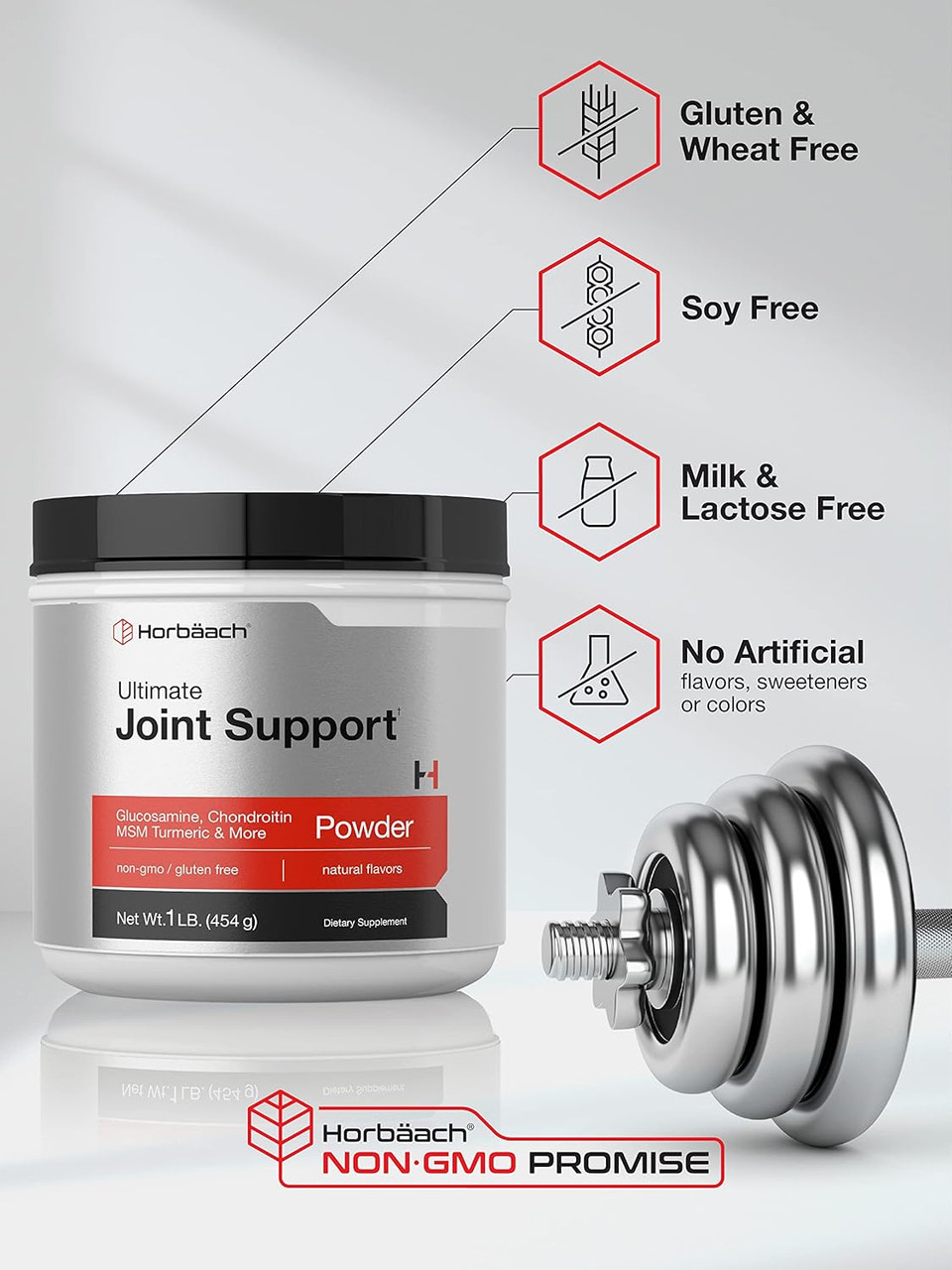 Horbã£Â¤Ach Ultimate Joint Support Powder 1 Lb | Glucosamine, Chondroitin, Msm & Turmeric | Triple Action Support Supplement For Men And Women | Non-Gmo, Gluten Free