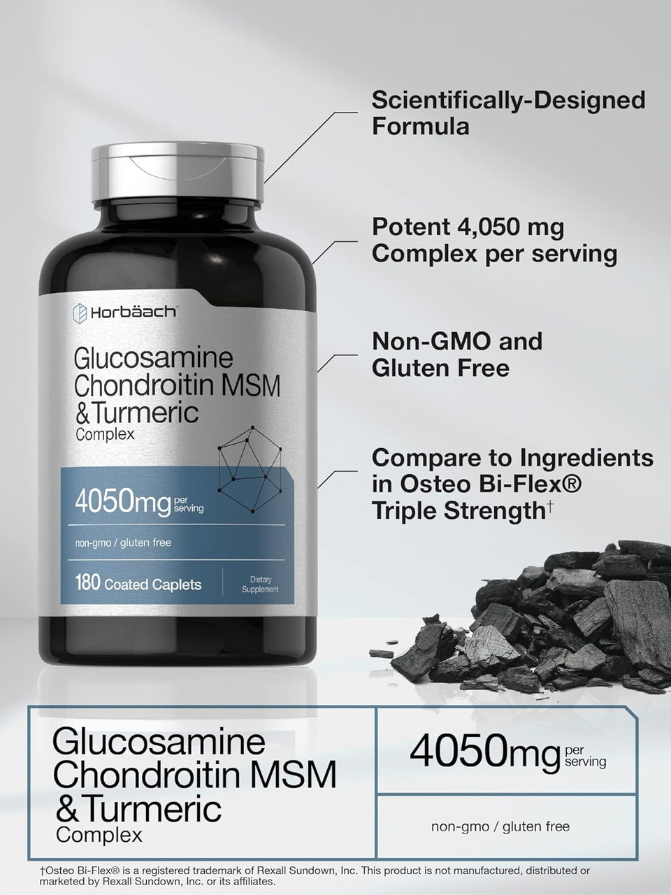 Horbã£Â¤Ach Glucosamine Chondroitin With Turmeric & Msm | 4050 Mg | 180 Caplets | Triple Strength Formula | Non-Gmo, Gluten Free