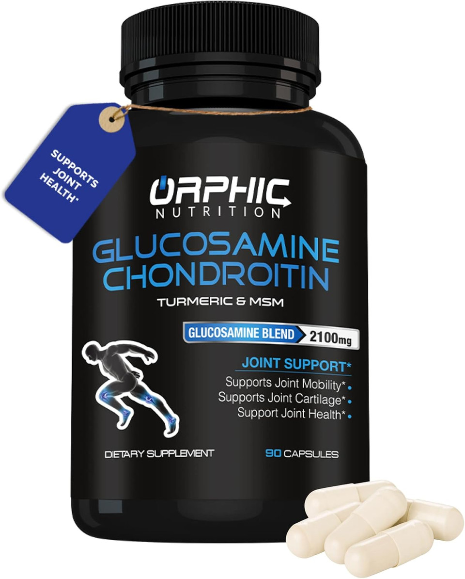 Orphic Nutrition Glucosamine Chondroiting Msm 2100Mg (90 Caps) - Joint Support Supplement For Men & Women* - Supports Joint Cartilage & Mobility