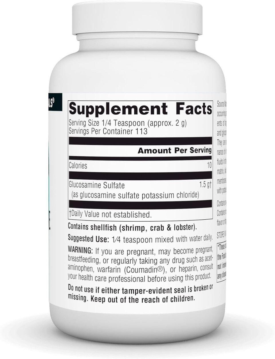 Source Naturals Glucosamine Sulfate, Sodium-Free Powder For Joint Support - 8 Oz Powder