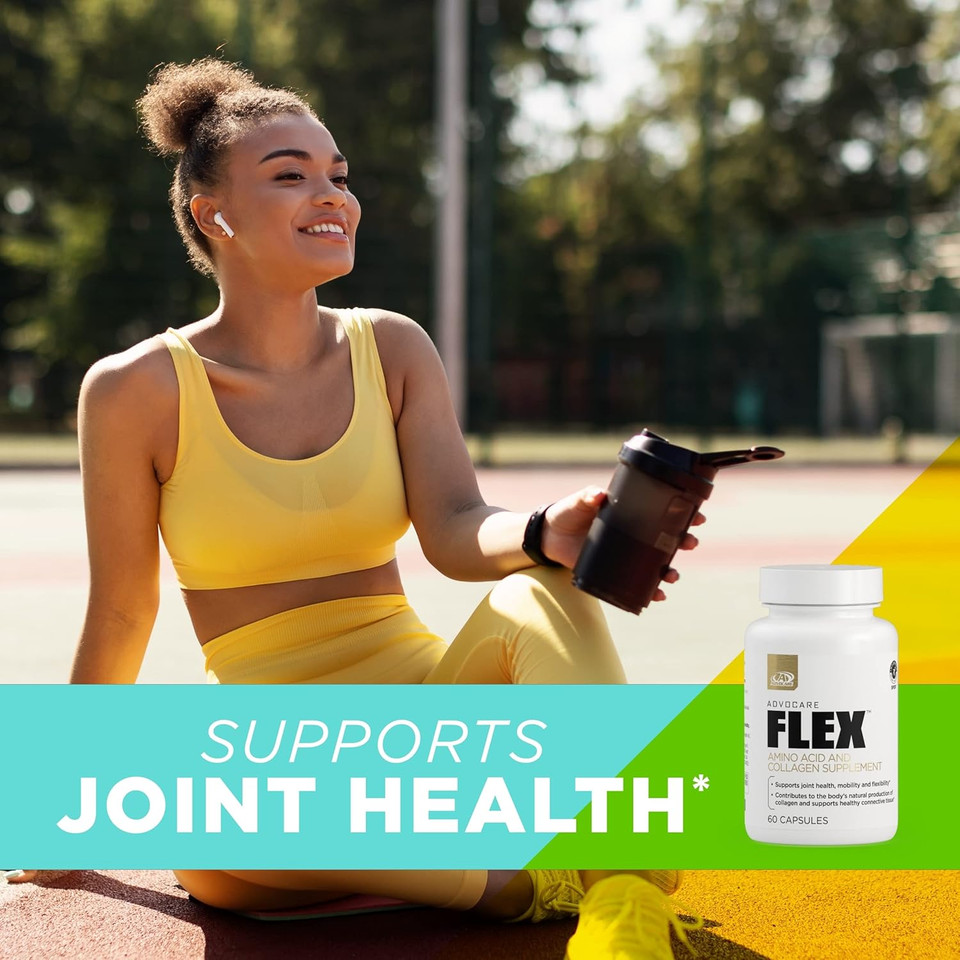 Advocare Flex Amino Acid & Collagen Supplement - Supports Joint, Skin & Bone Health* - Contains L-Glycine, L-Histidine, L-Leucine & More - 60 Capsules