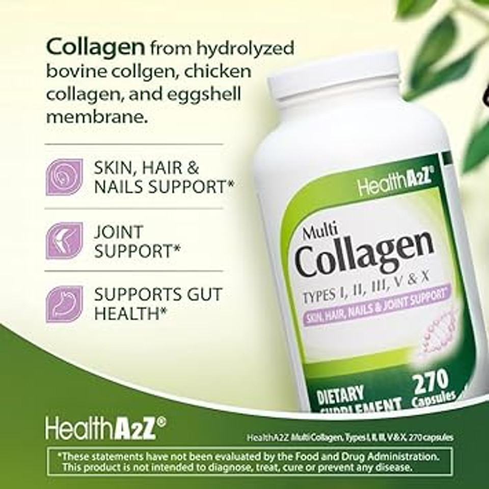 Healtha2Zã¢Â® Multi Collagen Pills | 1735 Mg | 270 Collagen Capsules | Types I, Ii, Iii, V & X | For Healthy Skin, Hair, Nails & Joint Support Healtha2Zã¢Â® Multi Collagen Pills | 1735 Mg | 270 Collagen Capsules | Types I, Ii, Iii, V & X | For Healthy Skin, Hair, Nails & Joint Support