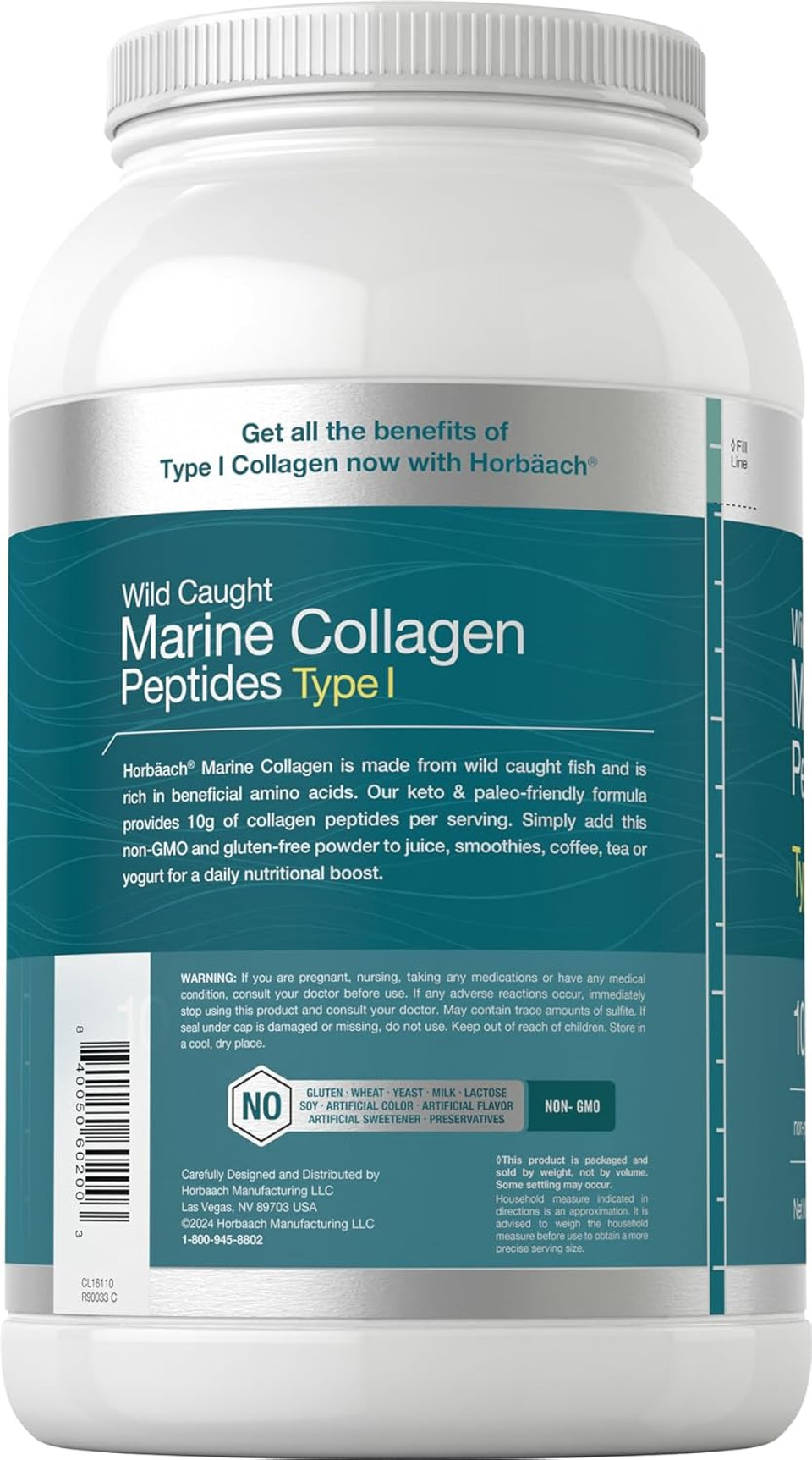Horbã£Â¤Ach Marine Collagen Powder 2.2 Lbs | Hydrolyzed Collagen Peptides | Unflavored | Keto, Paleo, Non-Gmo, Gluten Free Supplement