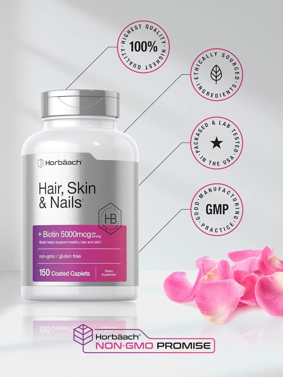 Horbã£Â¤Ach Hair Skin And Nails Vitamins | 150 Caplets | With Biotin And Collagen | Supplement For Women And Men | Non-Gmo, Gluten Free