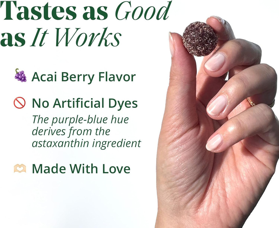 Hair & Skin Gummy  Collagen Gummy With Astaxanthin  Promotes Healthy Aging, Boosts Hair & Nail Strength, Supports Joints & Immune System, Wrinkle Support. (60 Count)