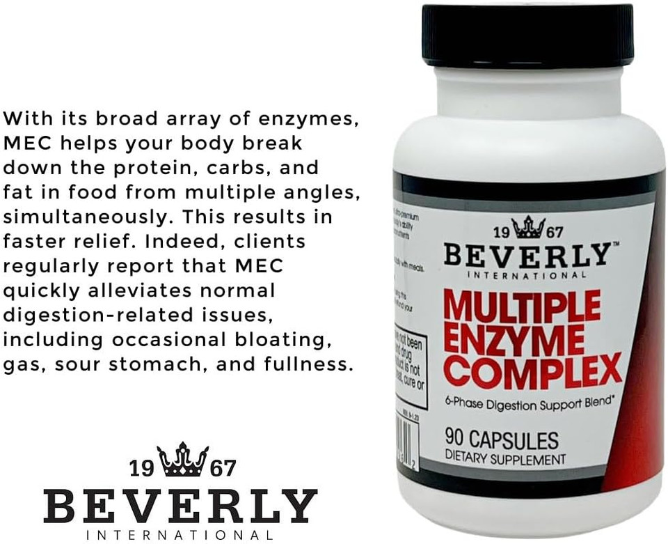 Beverly International (Mec Multiple Enzyme Complex, 90 Capsules. An Ultra-Premium Digestive Aid Helping Bodybuilders, Athletes And Fitness Enthusiasts Digest Their Meals More Easily. Take With Food