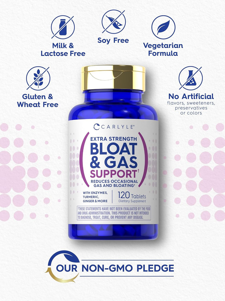 Carlyle Bloat & Gas Support For Men & Women | 120 Tablets | Extra Strength Pills | Supplement With Enzymes, Turmeric, Ginger & More | Non-Gmo & Vegetarian Formula Carlyle Bloat & Gas Support For Men & Women | 120 Tablets | Extra Strength Pills | Supplement With Enzymes, Turmeric, Ginger & More | Non-Gmo & Vegetarian Formula