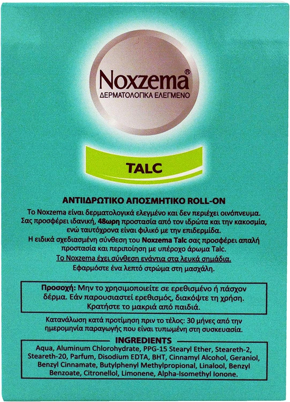 Noxzema Roll-On "Talc" Unisex 1.7Oz/Oz50Ml