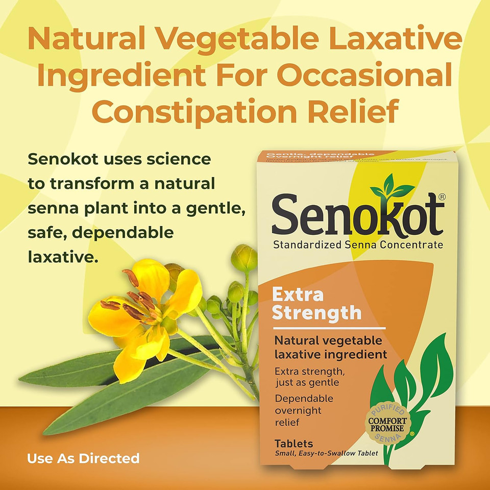 Senokot Extra Strength, 12 Tablets, Natural Vegetable Laxative Ingredient For Gentle Dependable Overnight Relief Of Occasional Constipation