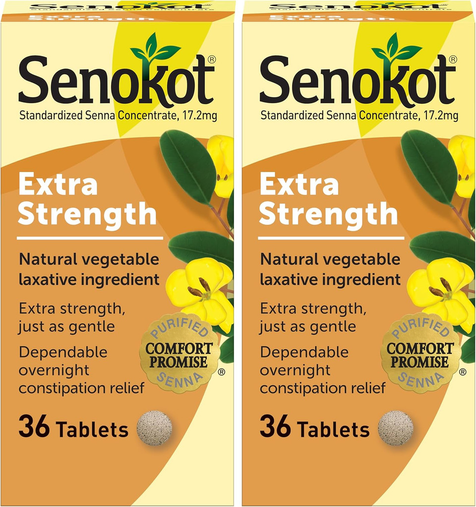 Senokot Extra Strength Natural Vegetable Laxative For Gentle Overnight Relief Occasional Constipation, 36 Count