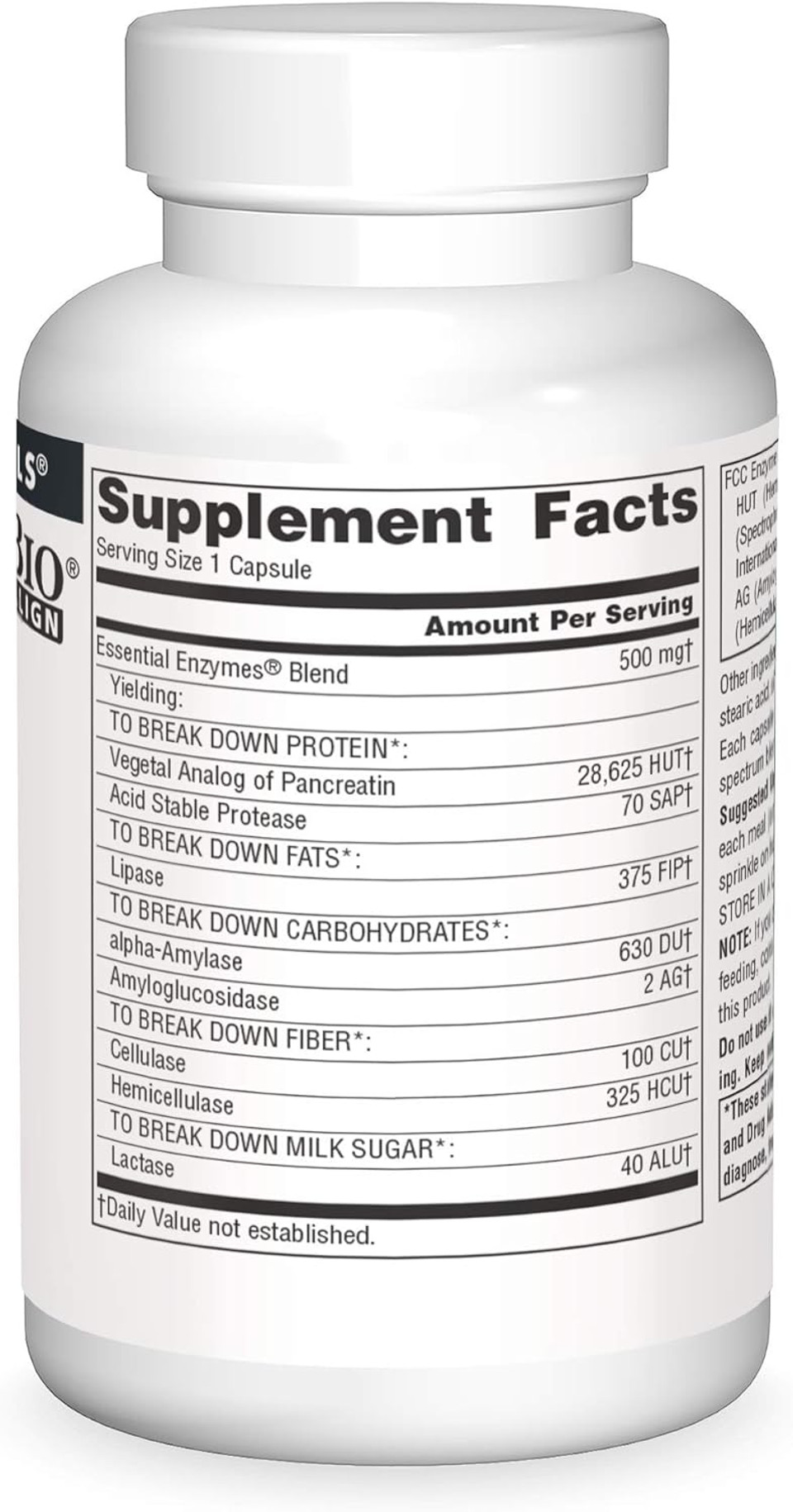 Source Naturals Essential Enzymes 500Mg Bio-Aligned Multiple Enzyme Supplement Herbal Defense For Digestion, Gas, Constipation & Bloating Relief - Supports A Strong Immune System - 60 Capsules