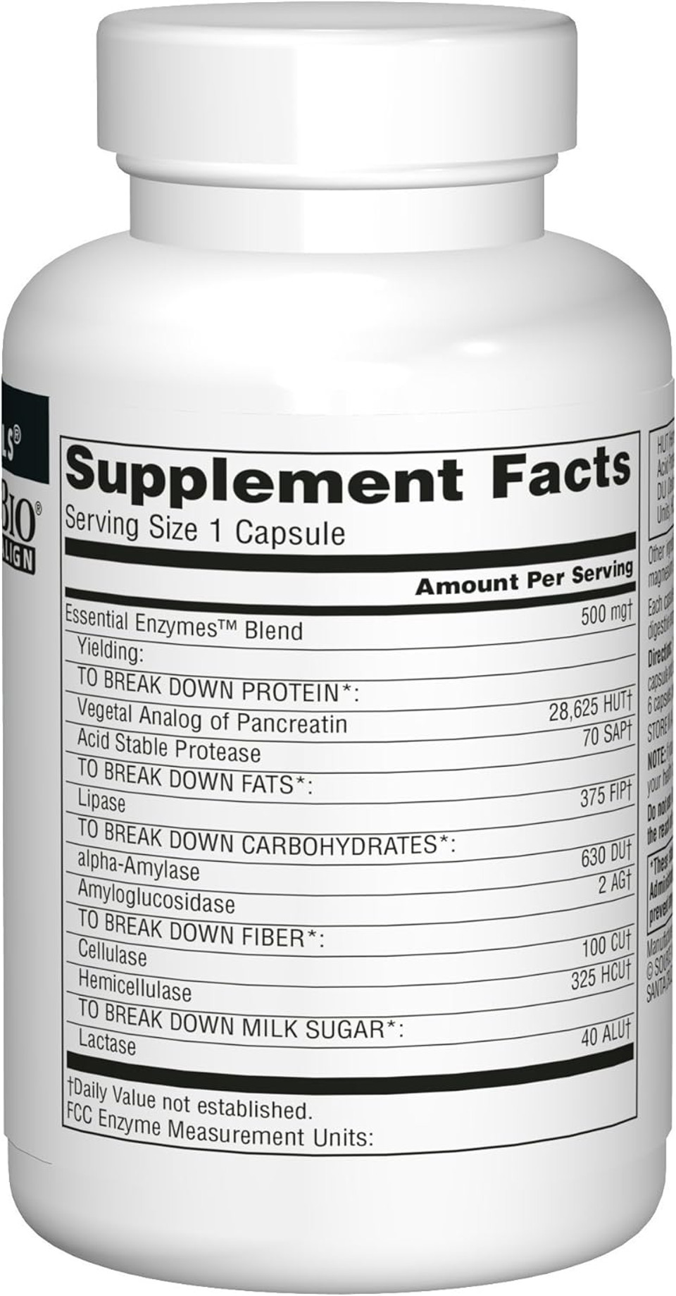 Source Naturals Essential Enzymes 500Mg Bio-Aligned Multiple Enzyme Supplement Herbal Defense For Digestion, Gas, Constipation & Bloating Relief - Supports A Strong Immune System - 60 Capsules