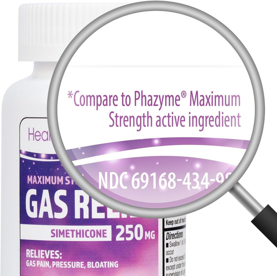 Healtha2Zã¢Â® Gas Relief Simethicone 250Mg | Maximum Strength | Fast Gas Relief | Relieve Symptoms Naturally (200 Softgels (Pack Of 1))