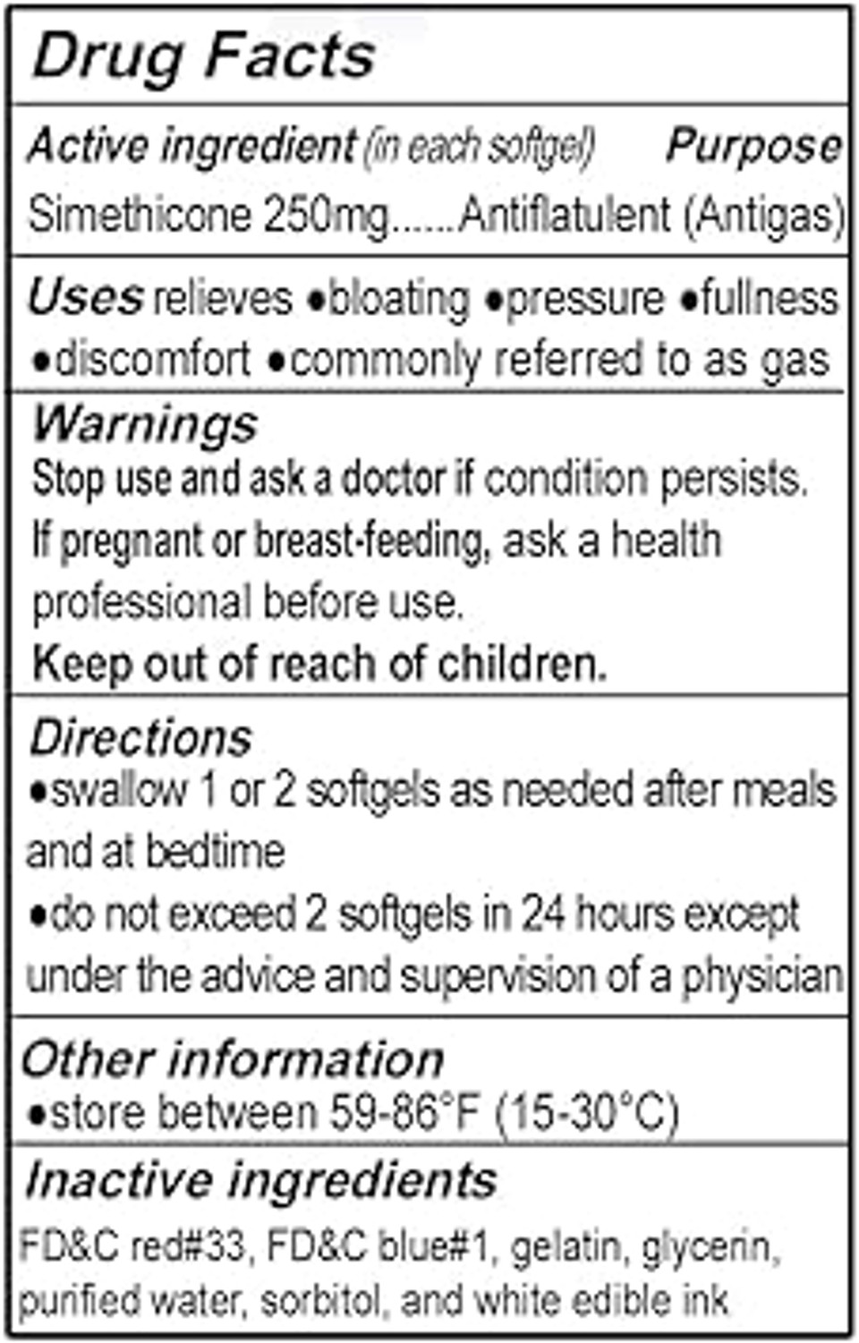 Gas Relief, Maximum Strength Simethicone 250Mg, 120 Softgels - Anti Flatulence Relieves Gas Fast, Bloating Aid, Stomach Discomfort, Fullness And Pressure Relief Pills