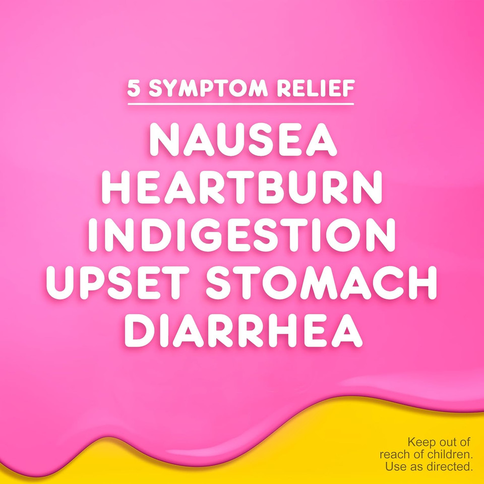 Pepto Bismol Pocket Chewable Tablets For Nausea, Heartburn, Indigestion, Upset Stomach, And Diarrhea - 5 Symptom Fast Relief, Cherry Flavor 24 Ct