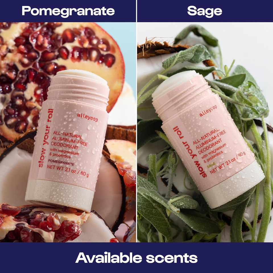 Alleyoop Slow Your Roll All-Natural Deodorant For Women & Men In Sage - Formulated With Magnesium Hydroxide, Probiotics & Coconut Oil  Aluminum-Free, Baking Soda-Free, Cruelty-Free, Vegan