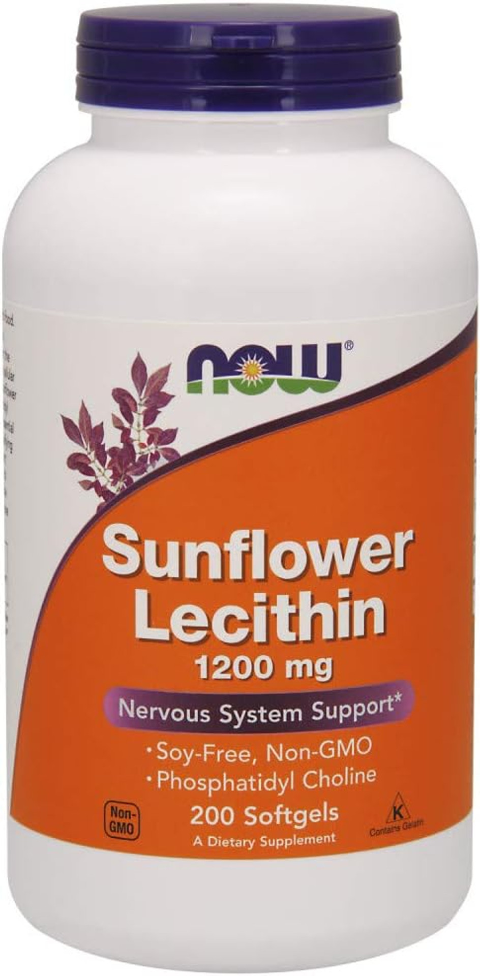 Now Foods Sunflower Lecithin 1200 Mg Soy-Free, Non-Gmo - 200 Softgels
