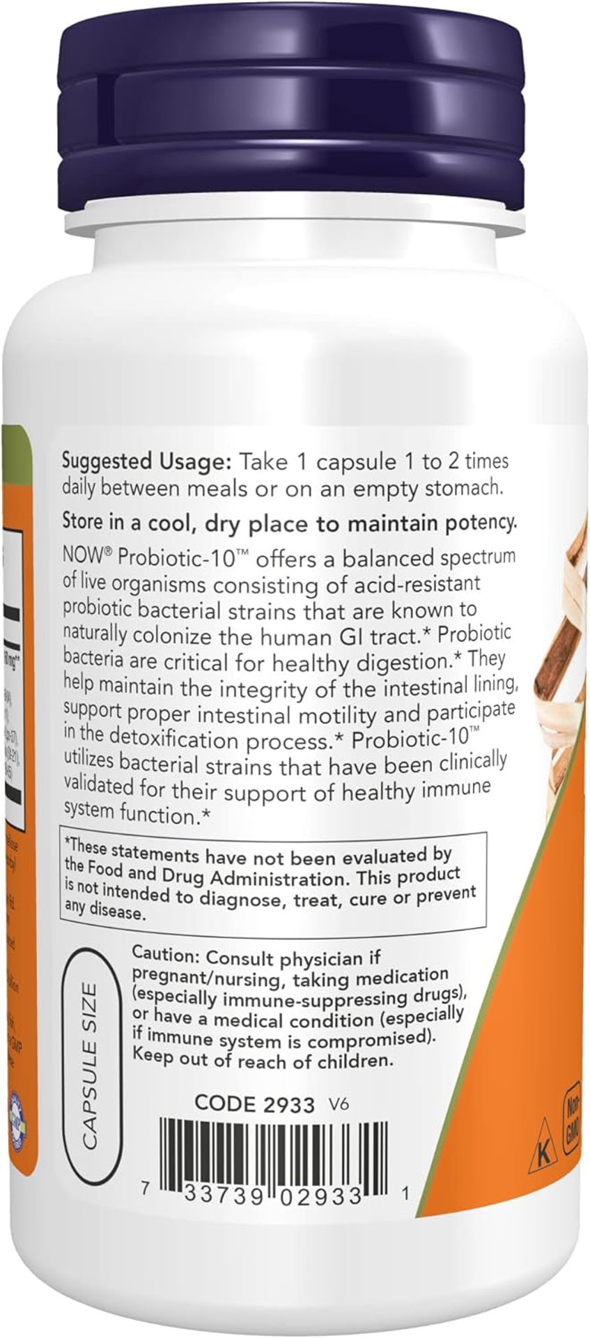 Now Foods Supplements, Probiotic-10, 25 Billion, With 10 Probiotic Strains, Dairy, Soy And Gluten Free, Strain Verified, 100 Veg Capsules